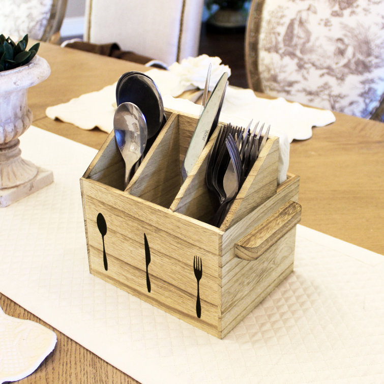 Gracie Oaks Wooden Flatware Caddy Wayfair